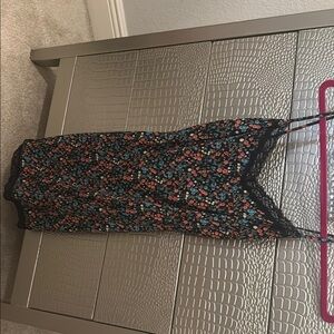 American Threads Black Floral Mini Dress